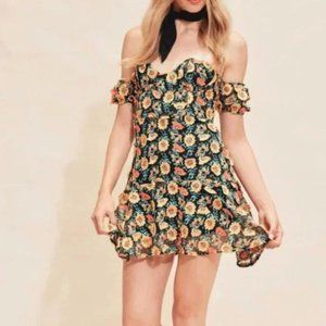 For Love & Lemons Women's Black and Yellow Dress
